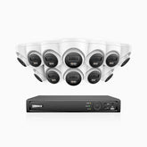 H500P - Zestaw do Monitoringu PoE 12 Kamery 3K z 16-Kanałowy Rejestratorem NVR, Noktowizja Pelny Kolor & EXIR, rozdzielczość 3072*1728, przysłona f/1.6 (0.005 Lux), detekcja ludzi i pojazdów, wbudowany mikrofon, IP67
